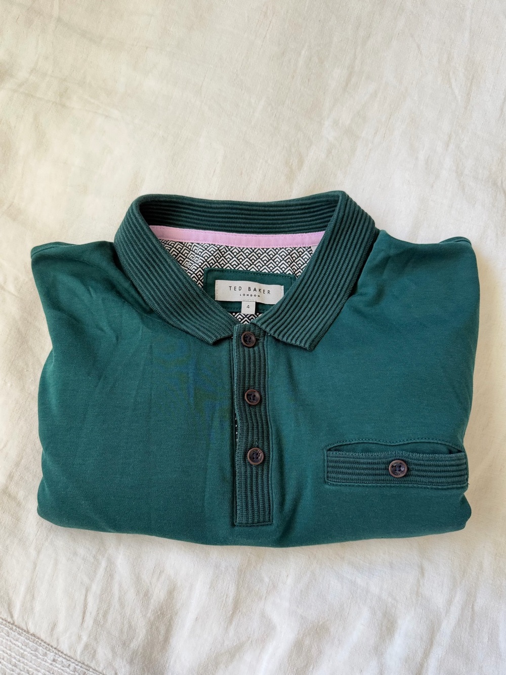 Ted Baker Forest Green Polo with Ribbed Collar